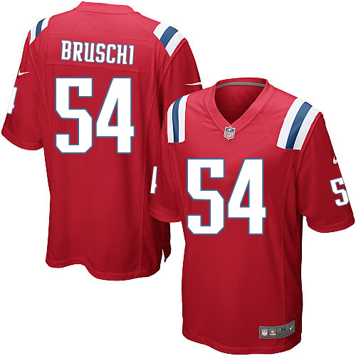 Men's Nike New England Patriots #54 Tedy Bruschi Game Red Alternate NFL Jersey