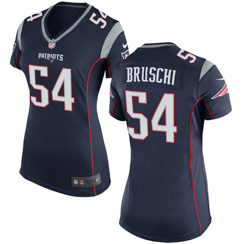 Women's Nike New England Patriots #54 Tedy Bruschi Game Navy Blue Team Color NFL Jersey