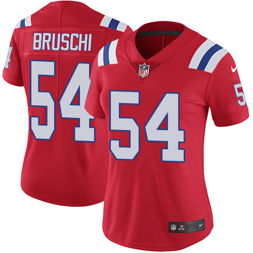 Women's Nike New England Patriots #54 Tedy Bruschi Red Alternate Vapor Untouchable Limited Player NFL Jersey
