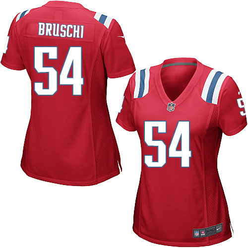 Women's Nike New England Patriots #54 Tedy Bruschi Game Red Alternate NFL Jersey