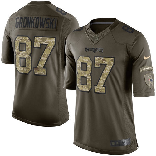 Youth Nike New England Patriots #87 Rob Gronkowski Limited Green Salute to Service NFL Jersey