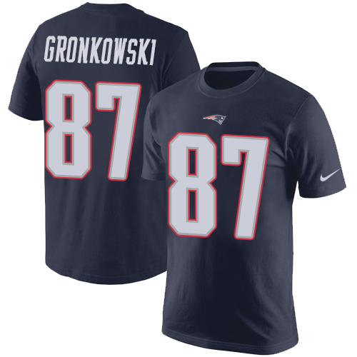 NFL Nike New England Patriots #87 Rob Gronkowski Navy Blue Rush Pride Name & Number T-Shirt