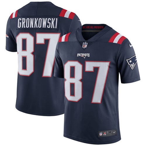 Men's Nike New England Patriots #87 Rob Gronkowski Limited Navy Blue Rush Vapor Untouchable NFL Jersey