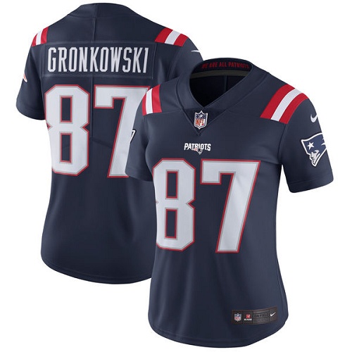 Women's Nike New England Patriots #87 Rob Gronkowski Limited Navy Blue Rush Vapor Untouchable NFL Jersey
