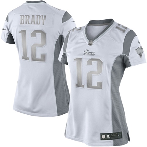Women's Nike New England Patriots #12 Tom Brady Limited White Platinum NFL Jersey