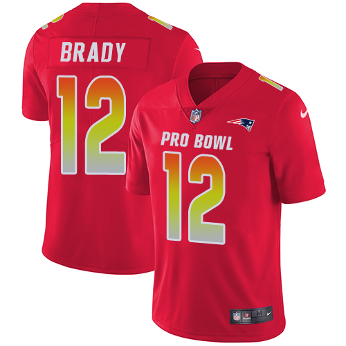 Men's Nike New England Patriots #12 Tom Brady Limited Red 2018 Pro Bowl NFL Jersey
