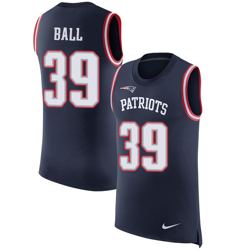 Men's Nike New England Patriots #39 Montee Ball Navy Blue Rush Player Name & Number Tank Top NFL Jersey