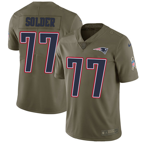 Men's Nike New England Patriots #77 Nate Solder Limited Olive 2017 Salute to Service NFL Jersey