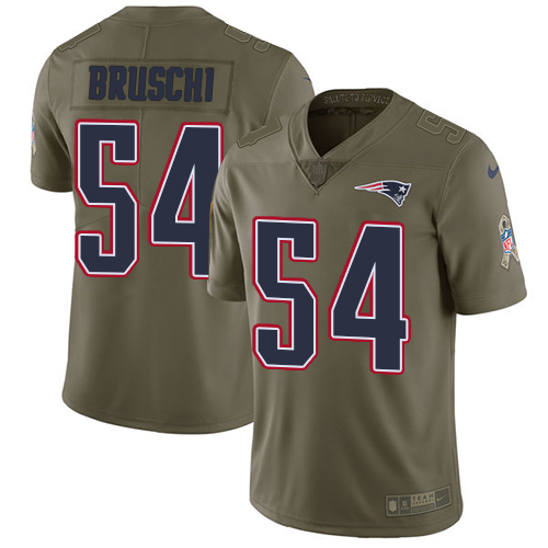 Men's Nike New England Patriots #54 Tedy Bruschi Limited Olive 2017 Salute to Service NFL Jersey