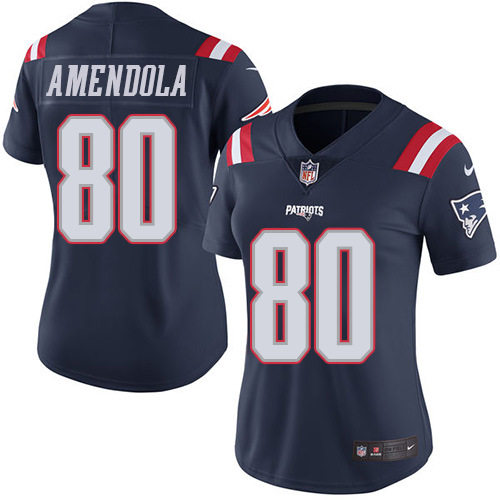 Women's Nike New England Patriots #80 Danny Amendola Limited Navy Blue Rush Vapor Untouchable NFL Jersey