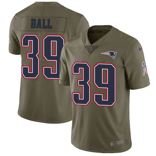 Men's Nike New England Patriots #39 Montee Ball Limited Olive 2017 Salute to Service NFL Jersey