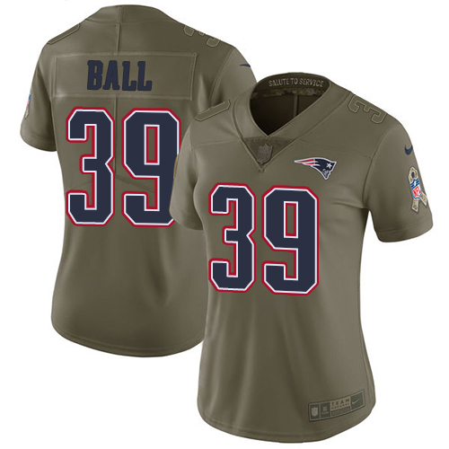 Women's Nike New England Patriots #39 Montee Ball Limited Olive 2017 Salute to Service NFL Jersey