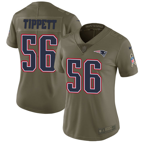 Women's Nike New England Patriots #56 Andre Tippett Limited Olive 2017 Salute to Service NFL Jersey