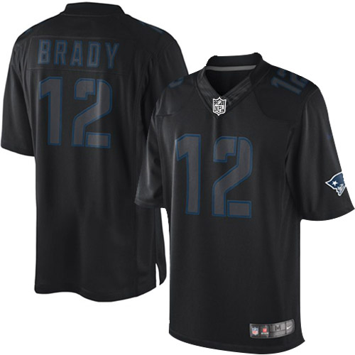 Men's Nike New England Patriots #12 Tom Brady Limited Black Impact NFL Jersey