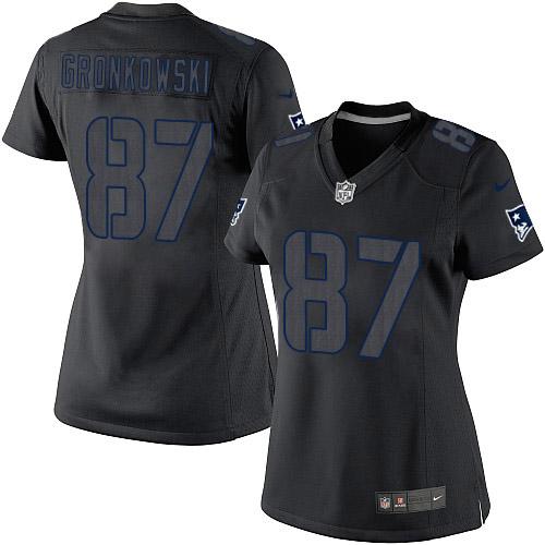 Women's Nike New England Patriots #87 Rob Gronkowski Limited Black Impact NFL Jersey