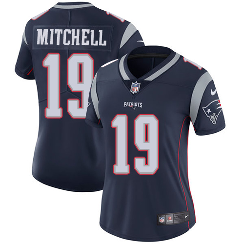 Women's Nike New England Patriots #19 Malcolm Mitchell Navy Blue Team Color Vapor Untouchable Limited Player NFL Jersey