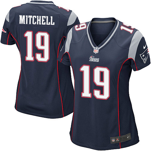 Women's Nike New England Patriots #19 Malcolm Mitchell Game Navy Blue Team Color NFL Jersey