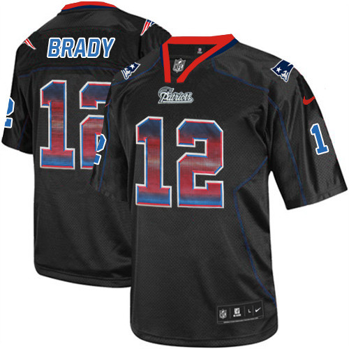 Men's Nike New England Patriots #12 Tom Brady Limited Lights Out Black Strobe NFL Jersey
