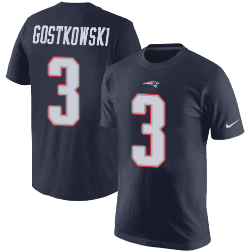 NFL Nike New England Patriots #3 Stephen Gostkowski Navy Blue Rush Pride Name & Number T-Shirt