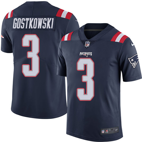 Men's Nike New England Patriots #3 Stephen Gostkowski Limited Navy Blue Rush Vapor Untouchable NFL Jersey