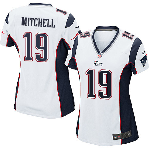 Women's Nike New England Patriots #19 Malcolm Mitchell Game White NFL Jersey