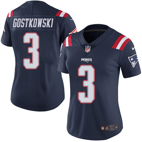 Women's Nike New England Patriots #3 Stephen Gostkowski Limited Navy Blue Rush Vapor Untouchable NFL Jersey