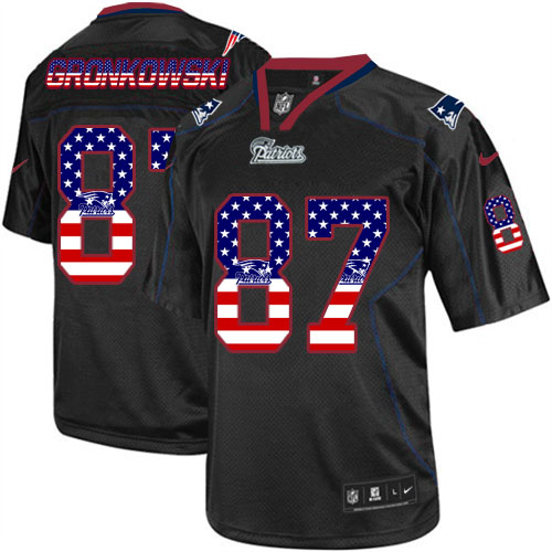 Men's Nike New England Patriots #87 Rob Gronkowski Elite Black USA Flag Fashion NFL Jersey