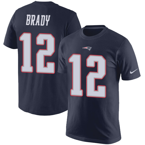 NFL Nike New England Patriots #12 Tom Brady Navy Blue Rush Pride Name & Number T-Shirt