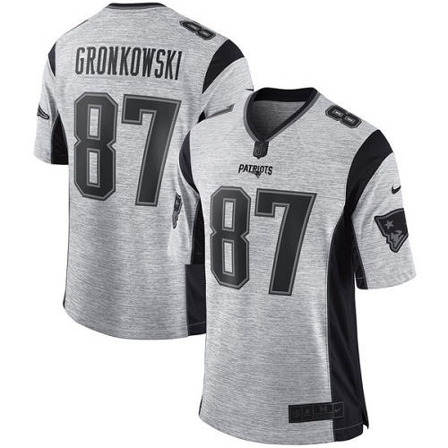 Men's Nike New England Patriots #87 Rob Gronkowski Limited Gray Gridiron II NFL Jersey