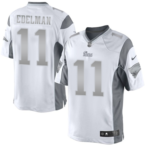 Men's Nike New England Patriots #11 Julian Edelman Limited White Platinum NFL Jersey