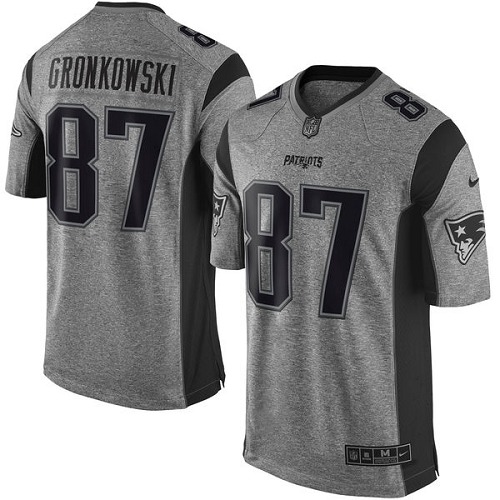 Men's Nike New England Patriots #87 Rob Gronkowski Limited Gray Gridiron NFL Jersey