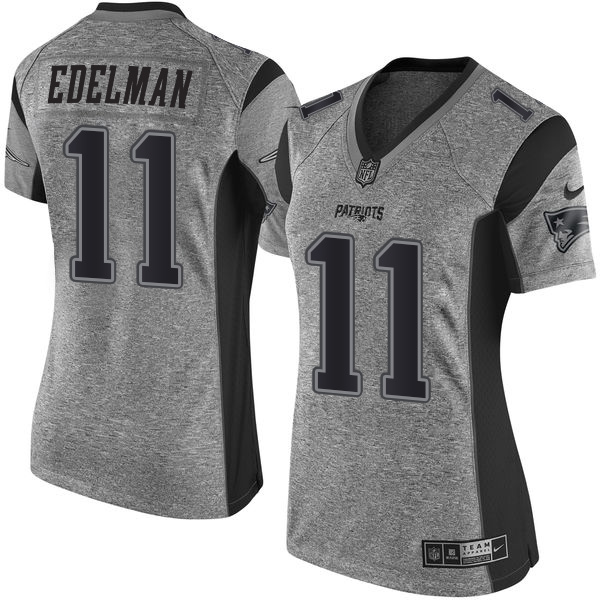 Women's Nike New England Patriots #11 Julian Edelman Limited Gray Gridiron NFL Jersey