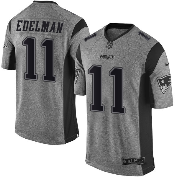 Men's Nike New England Patriots #11 Julian Edelman Limited Gray Gridiron NFL Jersey