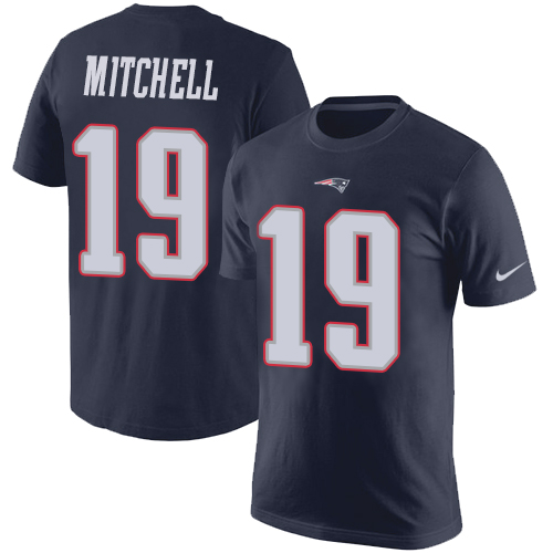 NFL Nike New England Patriots #19 Malcolm Mitchell Navy Blue Rush Pride Name & Number T-Shirt