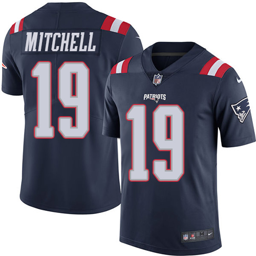 Men's Nike New England Patriots #19 Malcolm Mitchell Limited Navy Blue Rush Vapor Untouchable NFL Jersey