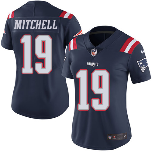 Women's Nike New England Patriots #19 Malcolm Mitchell Limited Navy Blue Rush Vapor Untouchable NFL Jersey