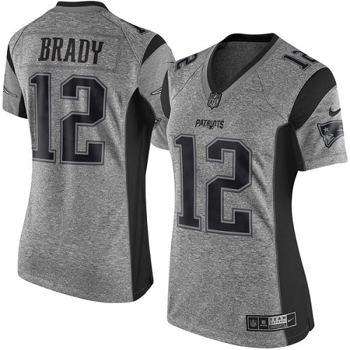 Women's Nike New England Patriots #12 Tom Brady Limited Gray Gridiron NFL Jersey