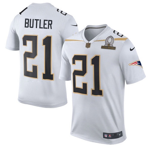 Men's Nike New England Patriots #21 Malcolm Butler Elite White Team Rice 2016 Pro Bowl NFL Jersey