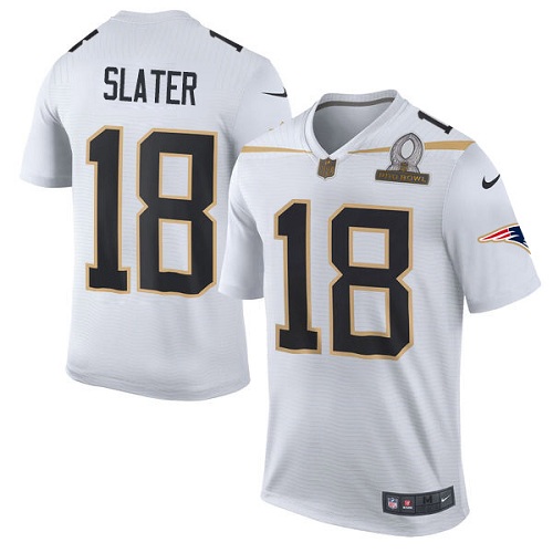 Men's Nike New England Patriots #18 Matthew Slater Elite White Team Rice 2016 Pro Bowl NFL Jersey