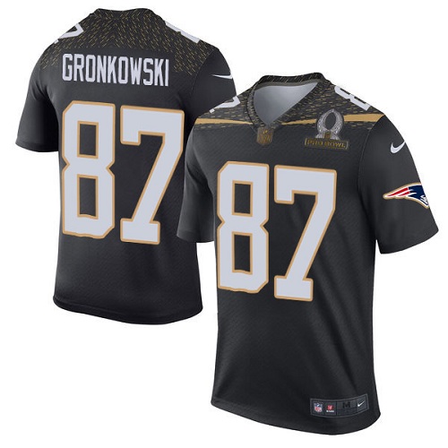 Men's Nike New England Patriots #87 Rob Gronkowski Elite Black Team Irvin 2016 Pro Bowl NFL Jersey