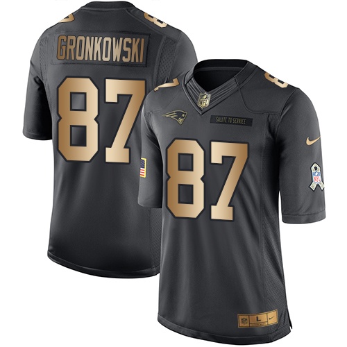 Youth Nike New England Patriots #87 Rob Gronkowski Limited Black/Gold Salute to Service NFL Jersey