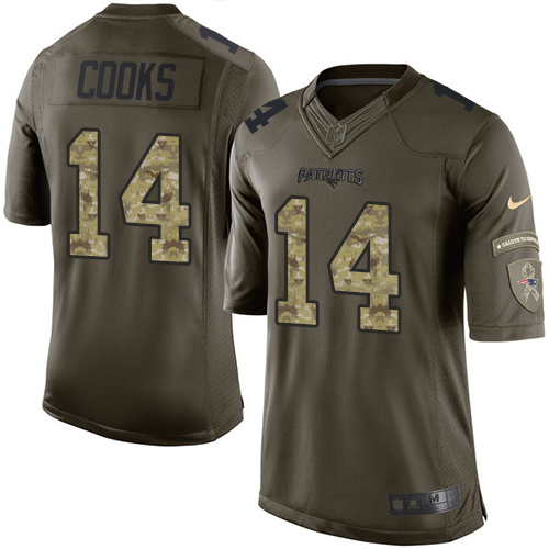 Men's Nike New England Patriots #14 Brandin Cooks Limited Green Salute to Service NFL Jersey
