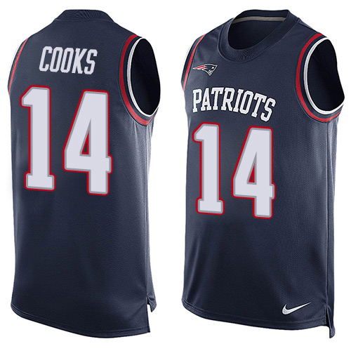 Men's Nike New England Patriots #14 Brandin Cooks Limited Navy Blue Player Name & Number Tank Top NFL Jersey