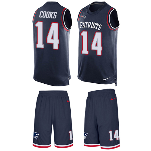 Men's Nike New England Patriots #14 Brandin Cooks Limited Navy Blue Tank Top Suit NFL Jersey