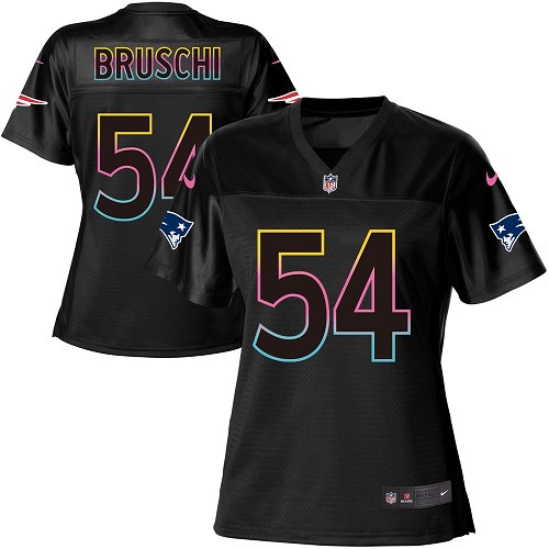 Women's Nike New England Patriots #54 Tedy Bruschi Game Black Fashion NFL Jersey