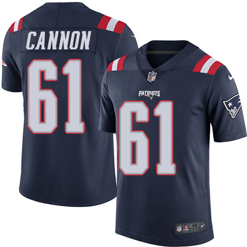 Men's Nike New England Patriots #61 Marcus Cannon Limited Navy Blue Rush Vapor Untouchable NFL Jersey