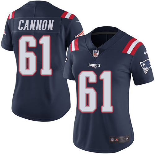 Women's Nike New England Patriots #61 Marcus Cannon Limited Navy Blue Rush Vapor Untouchable NFL Jersey