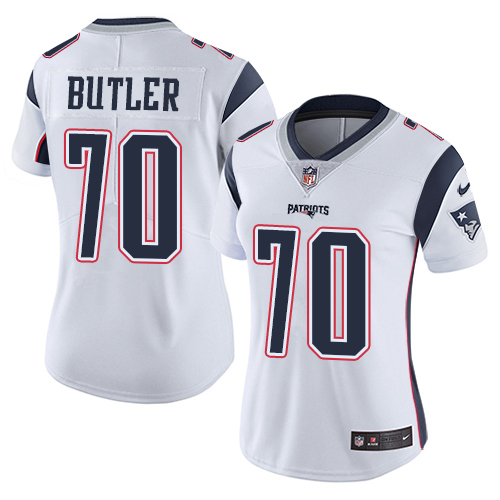 Women's Nike New England Patriots #70 Adam Butler White Vapor Untouchable Limited Player NFL Jersey