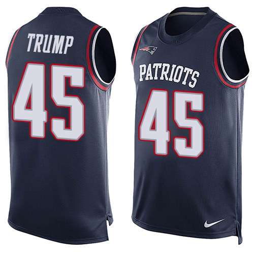 Men's Nike New England Patriots #45 Donald Trump Limited Navy Blue Player Name & Number Tank Top NFL Jersey