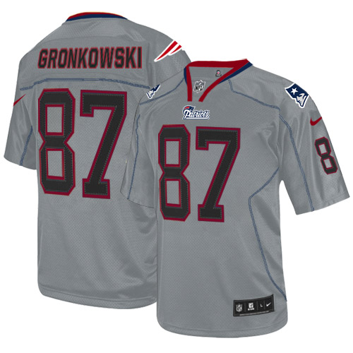 Youth Nike New England Patriots #87 Rob Gronkowski Elite Lights Out Grey NFL Jersey